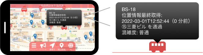 アプリ画面 バス停マーク
